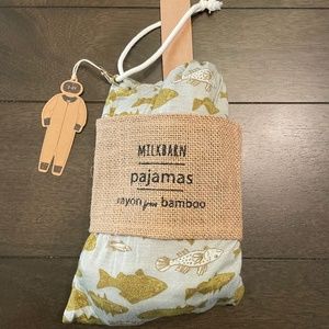 NEW Milkbarn one piece 3-4 years bamboo blue fish pajamas